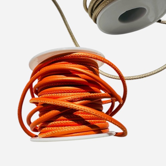 Set of 5 Faux Leather Cords: Orange, Teal, Kahki, Purple - Picture 3 of 5